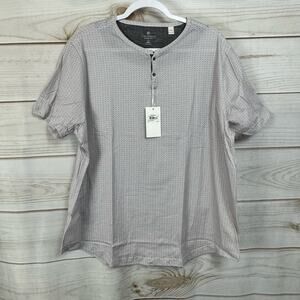 Con.struct Taupe Printed Short Sleeve Henley Size XXL